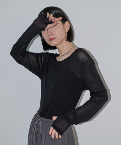 ★送料込★LGB【アシメロングスリーブ カットソー】✰︎LSC/M04098F✰︎黒 ショッパーロゴ ロングスリーブTシャツ2024｜ランドリーTシャツ