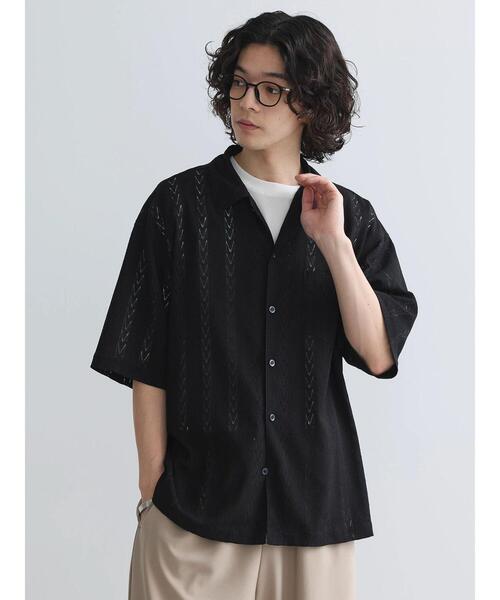 CRAFT STANDARD BOUTIQUE（クラフトスタンダードブティック）の「レースオープンカラーシャツ（シャツ/ブラウス・メンズ・ブラック/ホワイト・M/L）」の5枚目の写真