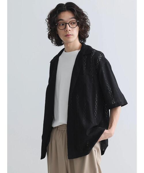 CRAFT STANDARD BOUTIQUE（クラフトスタンダードブティック）の「レースオープンカラーシャツ（シャツ/ブラウス・メンズ・ブラック/ホワイト・M/L）」の6枚目の写真