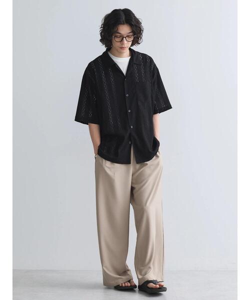 CRAFT STANDARD BOUTIQUE（クラフトスタンダードブティック）の「レースオープンカラーシャツ（シャツ/ブラウス・メンズ・ブラック/ホワイト・M/L）」の8枚目の写真