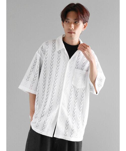 CRAFT STANDARD BOUTIQUE（クラフトスタンダードブティック）の「レースオープンカラーシャツ（シャツ/ブラウス・メンズ・ブラック/ホワイト・M/L）」の12枚目の写真