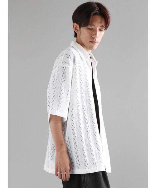 CRAFT STANDARD BOUTIQUE（クラフトスタンダードブティック）の「レースオープンカラーシャツ（シャツ/ブラウス・メンズ・ブラック/ホワイト・M/L）」の13枚目の写真