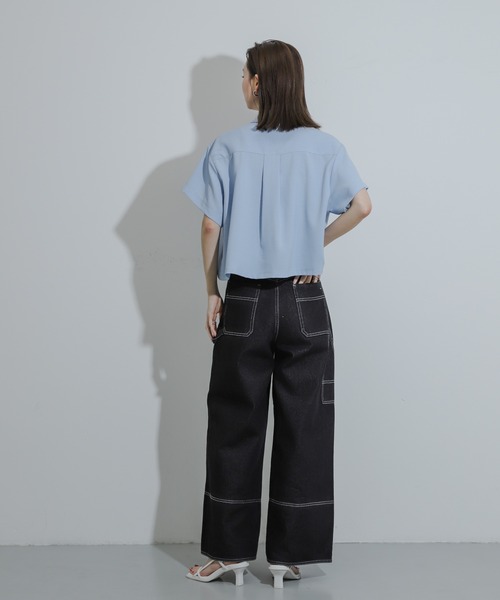 SENSE OF PLACE by URBAN RESEARCH(センスオブプレイスバイアーバンリサーチ)の「『UR TECH DRYLUXE』Wジップシャツ(シャツ/ブラウス・レディース・ネイビー/ライトベージュ/ライトブルー・ONE)」の4枚目の写真