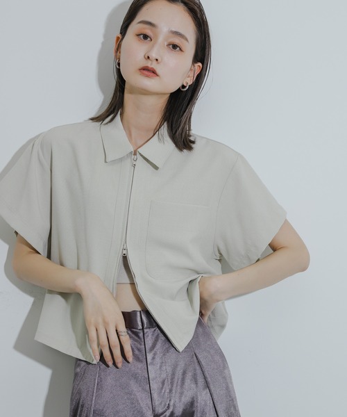 SENSE OF PLACE by URBAN RESEARCH(センスオブプレイスバイアーバンリサーチ)の「『UR TECH DRYLUXE』Wジップシャツ(シャツ/ブラウス・レディース・ネイビー/ライトベージュ/ライトブルー・ONE)」の6枚目の写真