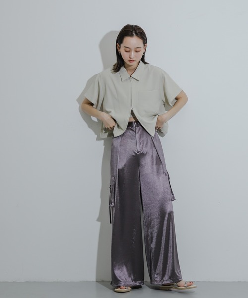 SENSE OF PLACE by URBAN RESEARCH(センスオブプレイスバイアーバンリサーチ)の「『UR TECH DRYLUXE』Wジップシャツ(シャツ/ブラウス・レディース・ネイビー/ライトベージュ/ライトブルー・ONE)」の8枚目の写真