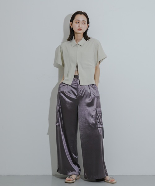 SENSE OF PLACE by URBAN RESEARCH(センスオブプレイスバイアーバンリサーチ)の「『UR TECH DRYLUXE』Wジップシャツ(シャツ/ブラウス・レディース・ネイビー/ライトベージュ/ライトブルー・ONE)」の9枚目の写真