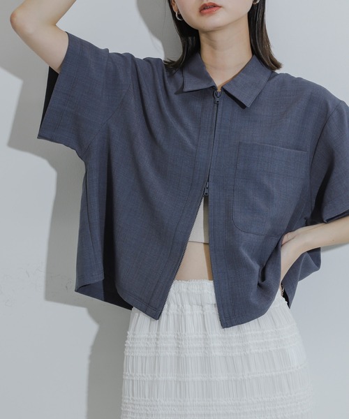 SENSE OF PLACE by URBAN RESEARCH(センスオブプレイスバイアーバンリサーチ)の「『UR TECH DRYLUXE』Wジップシャツ(シャツ/ブラウス・レディース・ネイビー/ライトベージュ/ライトブルー・ONE)」の11枚目の写真