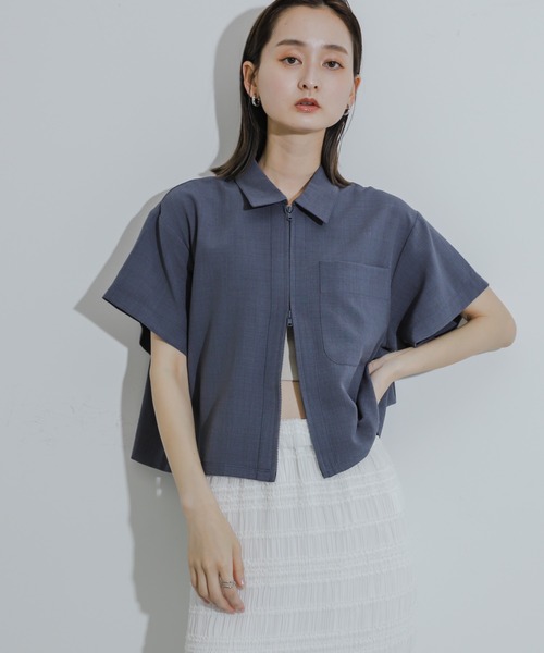 SENSE OF PLACE by URBAN RESEARCH(センスオブプレイスバイアーバンリサーチ)の「『UR TECH DRYLUXE』Wジップシャツ(シャツ/ブラウス・レディース・ネイビー/ライトベージュ/ライトブルー・ONE)」の12枚目の写真