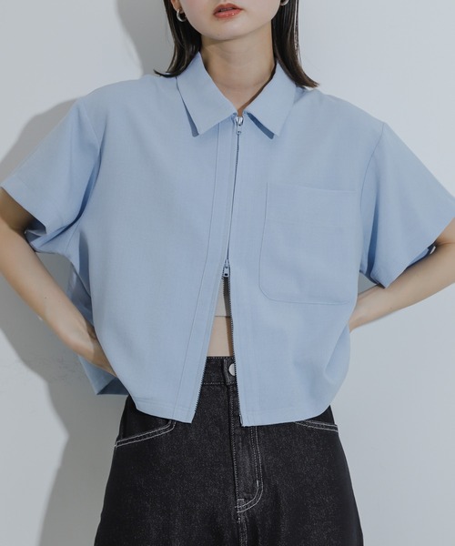 SENSE OF PLACE by URBAN RESEARCH(センスオブプレイスバイアーバンリサーチ)の「『UR TECH DRYLUXE』Wジップシャツ(シャツ/ブラウス・レディース・ネイビー/ライトベージュ/ライトブルー・ONE)」の15枚目の写真