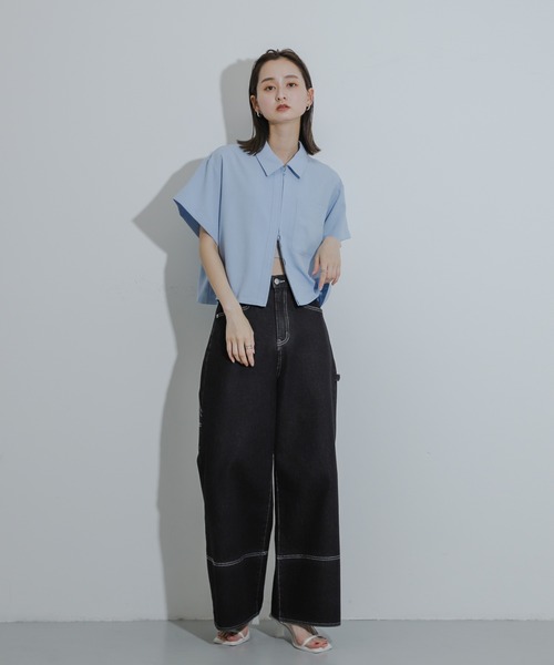SENSE OF PLACE by URBAN RESEARCH(センスオブプレイスバイアーバンリサーチ)の「『UR TECH DRYLUXE』Wジップシャツ(シャツ/ブラウス・レディース・ネイビー/ライトベージュ/ライトブルー・ONE)」の17枚目の写真
