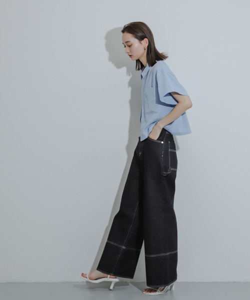 SENSE OF PLACE by URBAN RESEARCH(センスオブプレイスバイアーバンリサーチ)の「『UR TECH DRYLUXE』Wジップシャツ(シャツ/ブラウス・レディース・ネイビー/ライトベージュ/ライトブルー・ONE)」の18枚目の写真