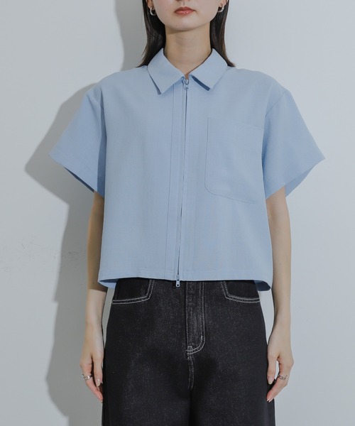 SENSE OF PLACE by URBAN RESEARCH(センスオブプレイスバイアーバンリサーチ)の「『UR TECH DRYLUXE』Wジップシャツ(シャツ/ブラウス・レディース・ネイビー/ライトベージュ/ライトブルー・ONE)」の22枚目の写真