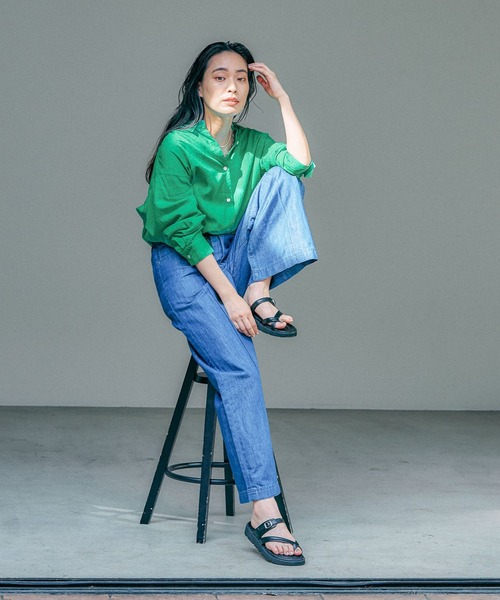 Elura（エルーラ）の「カラーリネンシャツ/138091（シャツ/ブラウス・レディース・ブルー/グリーン/ネイビー・MEDIUM/LARGE）」の8枚目の写真