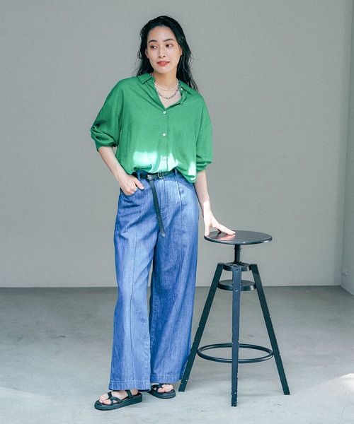 Elura（エルーラ）の「カラーリネンシャツ/138091（シャツ/ブラウス・レディース・ブルー/グリーン/ネイビー・MEDIUM/LARGE）」の11枚目の写真