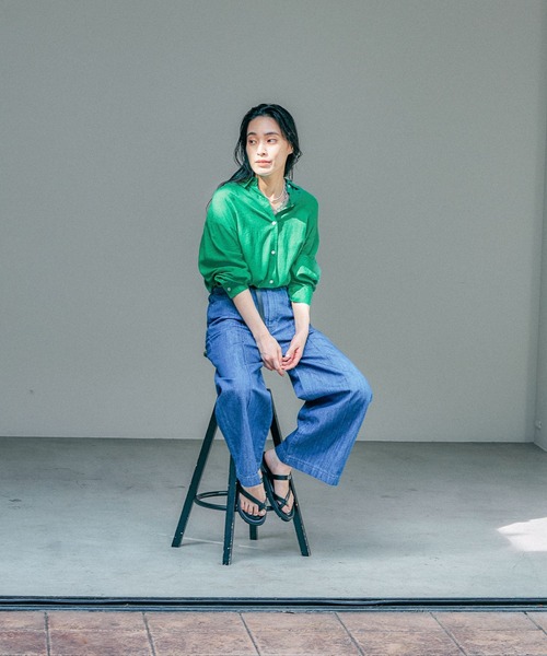 Elura（エルーラ）の「カラーリネンシャツ/138091（シャツ/ブラウス・レディース・ブルー/グリーン/ネイビー・MEDIUM/LARGE）」の13枚目の写真