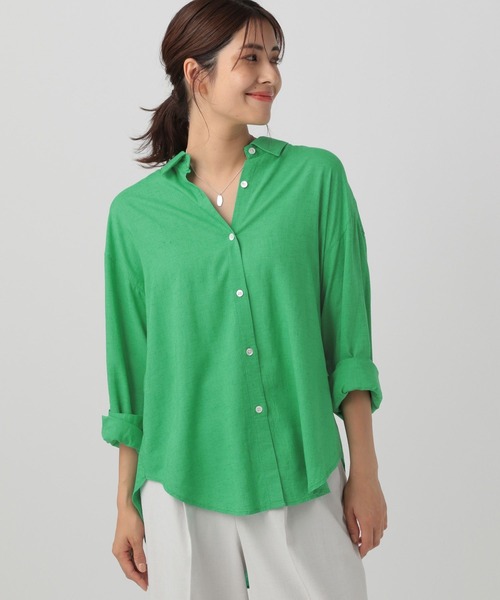 Elura（エルーラ）の「カラーリネンシャツ/138091（シャツ/ブラウス・レディース・ブルー/グリーン/ネイビー・MEDIUM/LARGE）」の14枚目の写真