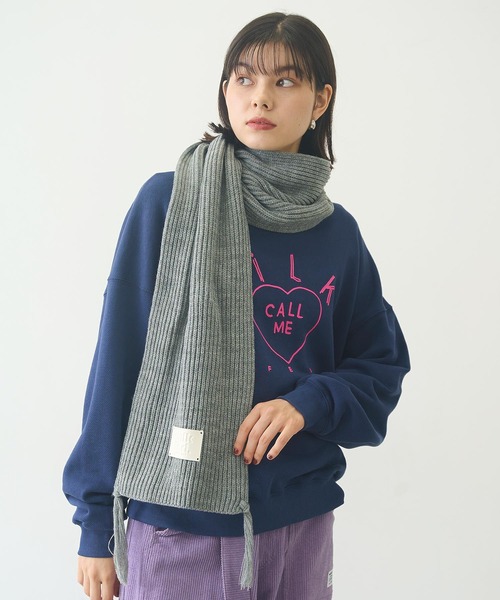 MILKFED.（ミルクフェド）の「LOGO PATCH RIB SCARF（マフラー・レディース・マルチ/ブラック/アッシュ/ベージュ・ONE SIZE）」の14枚目の写真