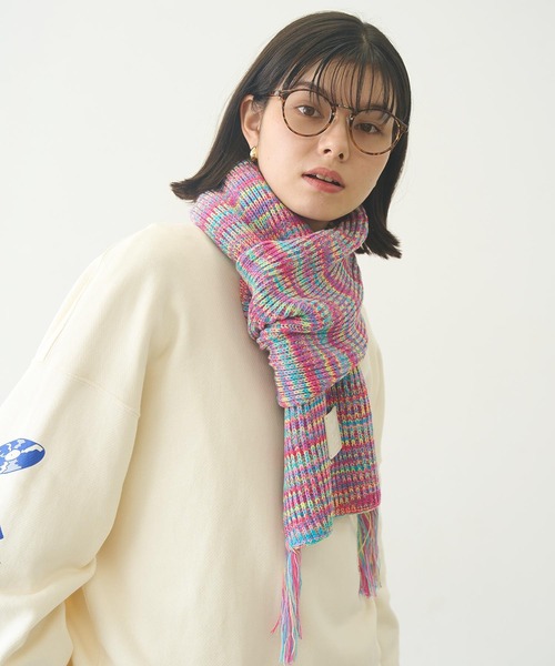 MILKFED.（ミルクフェド）の「LOGO PATCH RIB SCARF（マフラー・レディース・マルチ/ブラック/アッシュ/ベージュ・ONE SIZE）」の12枚目の写真