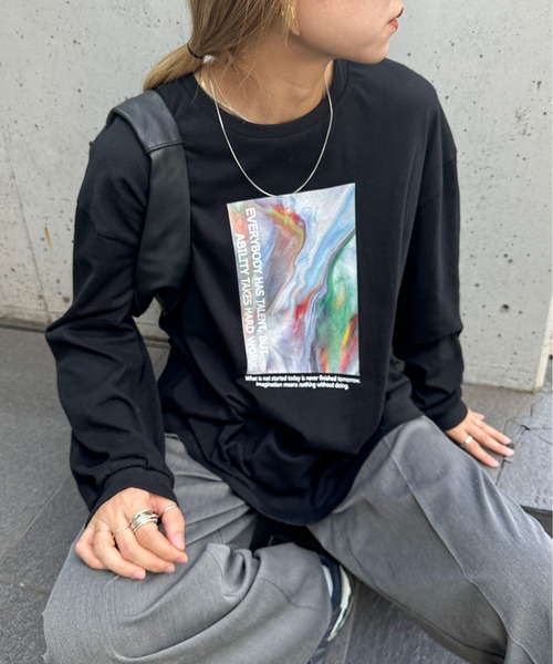 セール】ニュアンスグラフィックビッグロンTee（Tシャツ