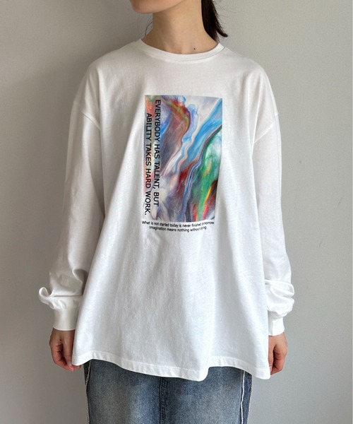 feepur(フェピュール)の「ニュアンスグラフィックビッグロンTee(Tシャツ/カットソー・レディース・ブラック/オフホワイト・MEDIUM)」の12枚目の写真