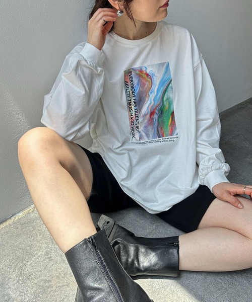 feepur(フェピュール)の「ニュアンスグラフィックビッグロンTee(Tシャツ/カットソー・レディース・ブラック/オフホワイト・MEDIUM)」の9枚目の写真