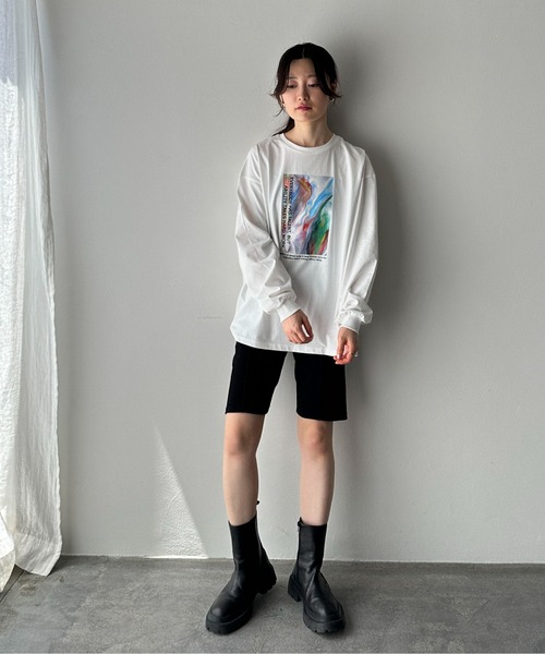 feepur(フェピュール)の「ニュアンスグラフィックビッグロンTee(Tシャツ/カットソー・レディース・ブラック/オフホワイト・MEDIUM)」の8枚目の写真