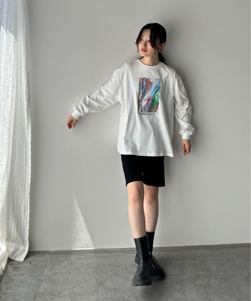 feepur(フェピュール)の「ニュアンスグラフィックビッグロンTee(Tシャツ/カットソー・レディース・ブラック/オフホワイト・MEDIUM)」の7枚目の写真