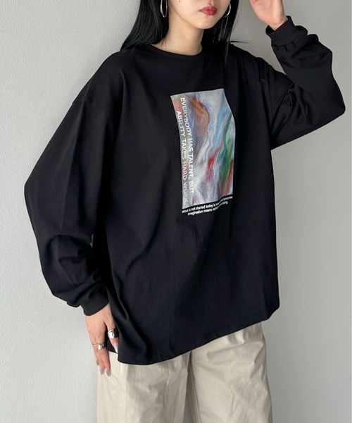 feepur(フェピュール)の「ニュアンスグラフィックビッグロンTee(Tシャツ/カットソー・レディース・ブラック/オフホワイト・MEDIUM)」の20枚目の写真