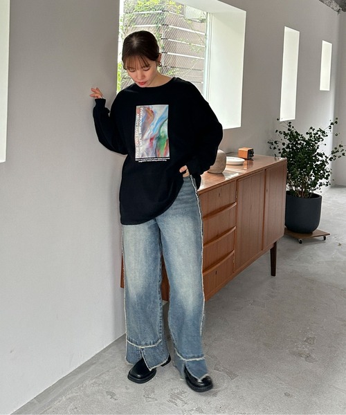 feepur(フェピュール)の「ニュアンスグラフィックビッグロンTee(Tシャツ/カットソー・レディース・ブラック/オフホワイト・MEDIUM)」の14枚目の写真