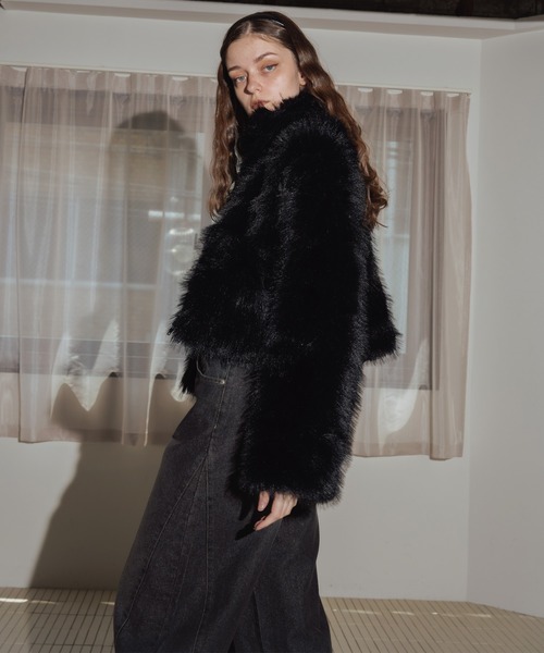 フェイクファーショート丈ダブルジップジャケット（ブルゾン）｜Mili