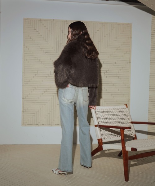 [ミリアフィニティー] フェイクファーショート丈ダブルジップジャケット フェイクファーショート丈ダブルジップジャケット（ブルゾン