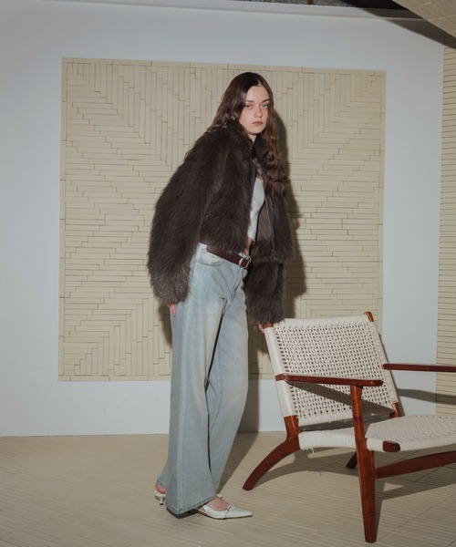 フェイクファーショート丈ダブルジップジャケット（ブルゾン）｜Mili