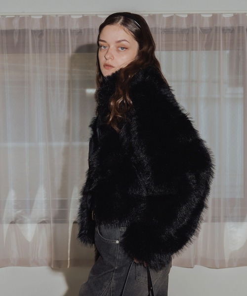 フェイクファーショート丈ダブルジップジャケット（ブルゾン）｜Mili