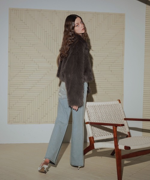 フェイクファーショート丈ダブルジップジャケット（ブルゾン）｜Mili