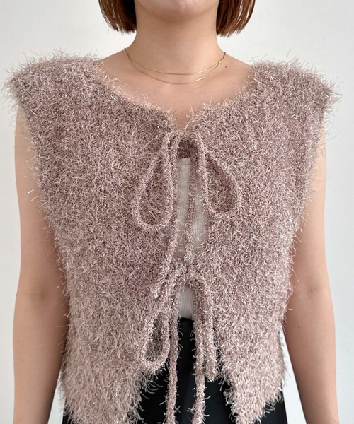 archives（アルシーヴ）の「ラメフェザーニットベスト（ベスト・レディース・ベージュ/ピンク/グレー/アイボリー/ブラック・MEDIUM）」の6枚目の写真