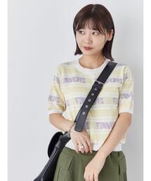 ロゴジャカード半袖ニット