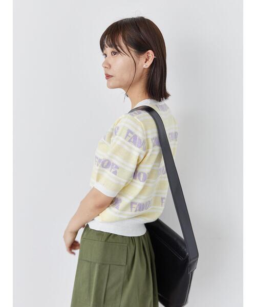 ehka sopo(エヘカソポ)の「ロゴジャカード半袖ニット(ニット/セーター・レディース・サックスブルー/グレー/キナリ/イエロー・F)」の13枚目の写真
