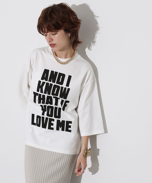 The rejoice(ザ リジョイス)の「8分袖ロゴTシャツ(Tシャツ/カットソー・レディース・カーキ/オフホワイト・FREE)」の1枚目の写真