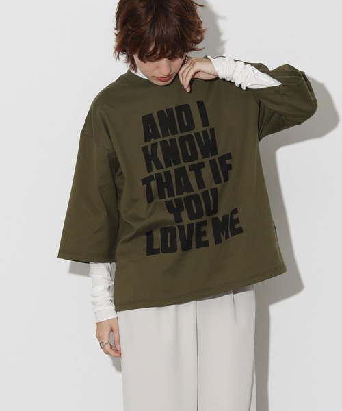 The rejoice(ザ リジョイス)の「8分袖ロゴTシャツ(Tシャツ/カットソー・レディース・カーキ/オフホワイト・FREE)」の2枚目の写真