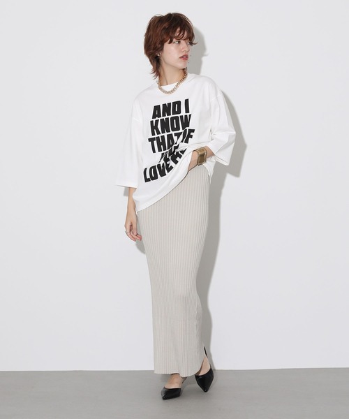 The rejoice(ザ リジョイス)の「8分袖ロゴTシャツ(Tシャツ/カットソー・レディース・カーキ/オフホワイト・FREE)」の3枚目の写真