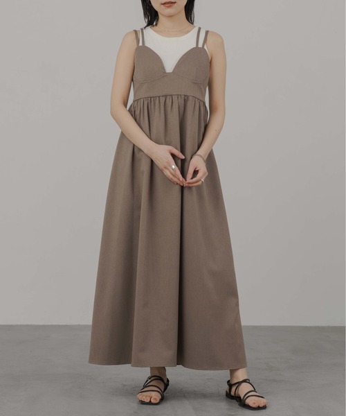 1chaku.（イッチャク）の「マキシキャミワンピース（ワンピース・レディース・ブラック/サンドベージュ/チャコールグレー/ブルー/セージグリーン/ブルーグレー/ダークベージュ/サンドグレー・マルチサイズ）」の6枚目の写真