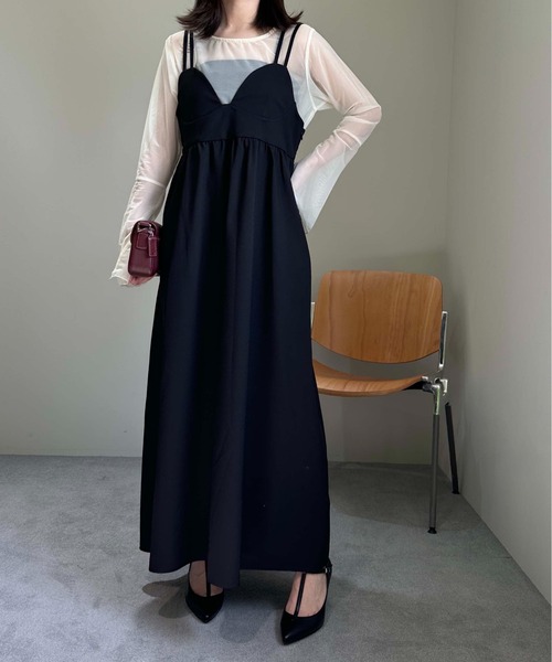 1chaku.（イッチャク）の「マキシキャミワンピース（ワンピース・レディース・ブラック/サンドベージュ/チャコールグレー/ブルー/セージグリーン/ブルーグレー/ダークベージュ/サンドグレー・マルチサイズ）」の9枚目の写真