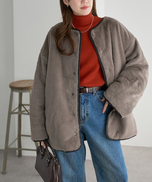 ファーコート☆リバーシブル 新色追加!】キルティングリバーシブルファーコート《WEB限定