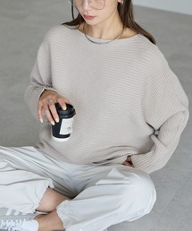 TRIANGLE PALETTE（トライアングルパレット）の「ラメ混 ボートネック ドルマン リブニットプルオーバー（ニット/セーター）」