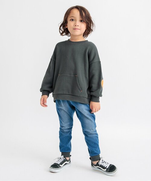 BREEZE(ブリーズ)の「イロイロパッチトレーナー(スウェット・キッズ・ブラック/オフホワイト/オレンジ/パープル/ブラウン/グリーン/レインボー・80/90/100/110/120/130/140/150)」の10枚目の写真