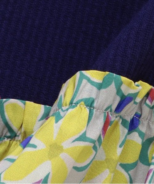 Love&Peace&Money（ラブアンドピースアンドマネー）の「【人気商品再入荷】【直営店で取り扱い無し】花柄ドッキングワンピース（ワンピース・キッズ・キナリ/ネイビー・80ｃｍ/90cm/100cm/110cm/120cm/130cm）」の4枚目の写真