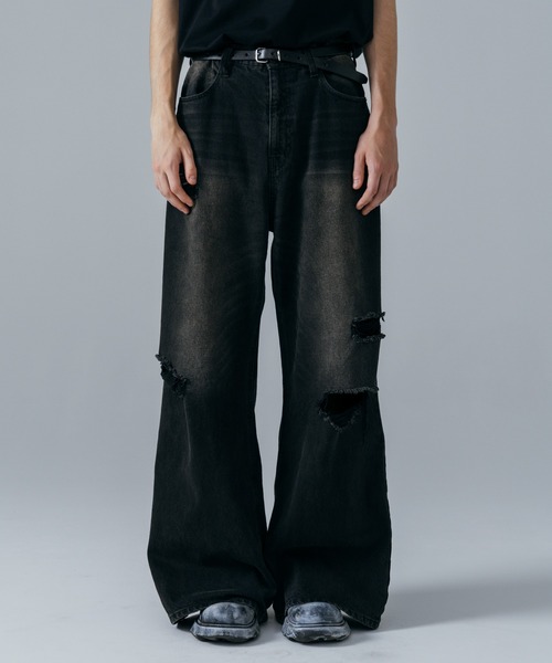 ajouter flow（アジューテフロー）の「【ajouter flow】vintage like buggy denim pants / ヴィンテージライクバギーデニムパンツ（デニムパンツ・メンズ・ブルー/ブラック/ブラック系その他・MEDIUM/LARGE）」の2枚目の写真