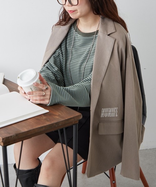 NUNIFE(ユニフィー)の「【UNISEX】刺繍入りテーラード(テーラードジャケット・レディース・ブラック/ライトブラウン/チャコールグレー・FREE)」の20枚目の写真