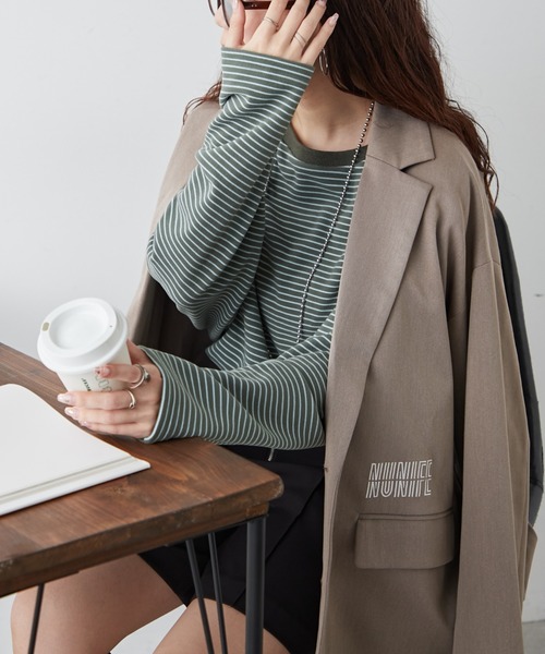 NUNIFE(ユニフィー)の「【UNISEX】刺繍入りテーラード(テーラードジャケット・レディース・ブラック/ライトブラウン/チャコールグレー・FREE)」の21枚目の写真