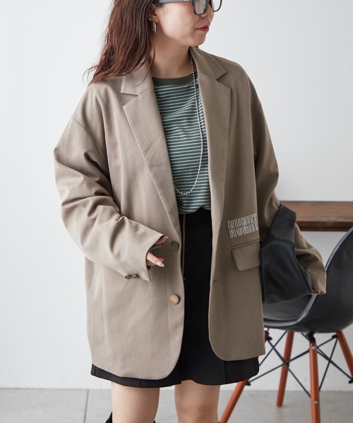 NUNIFE(ユニフィー)の「【UNISEX】刺繍入りテーラード(テーラードジャケット・レディース・ブラック/ライトブラウン/チャコールグレー・FREE)」の22枚目の写真